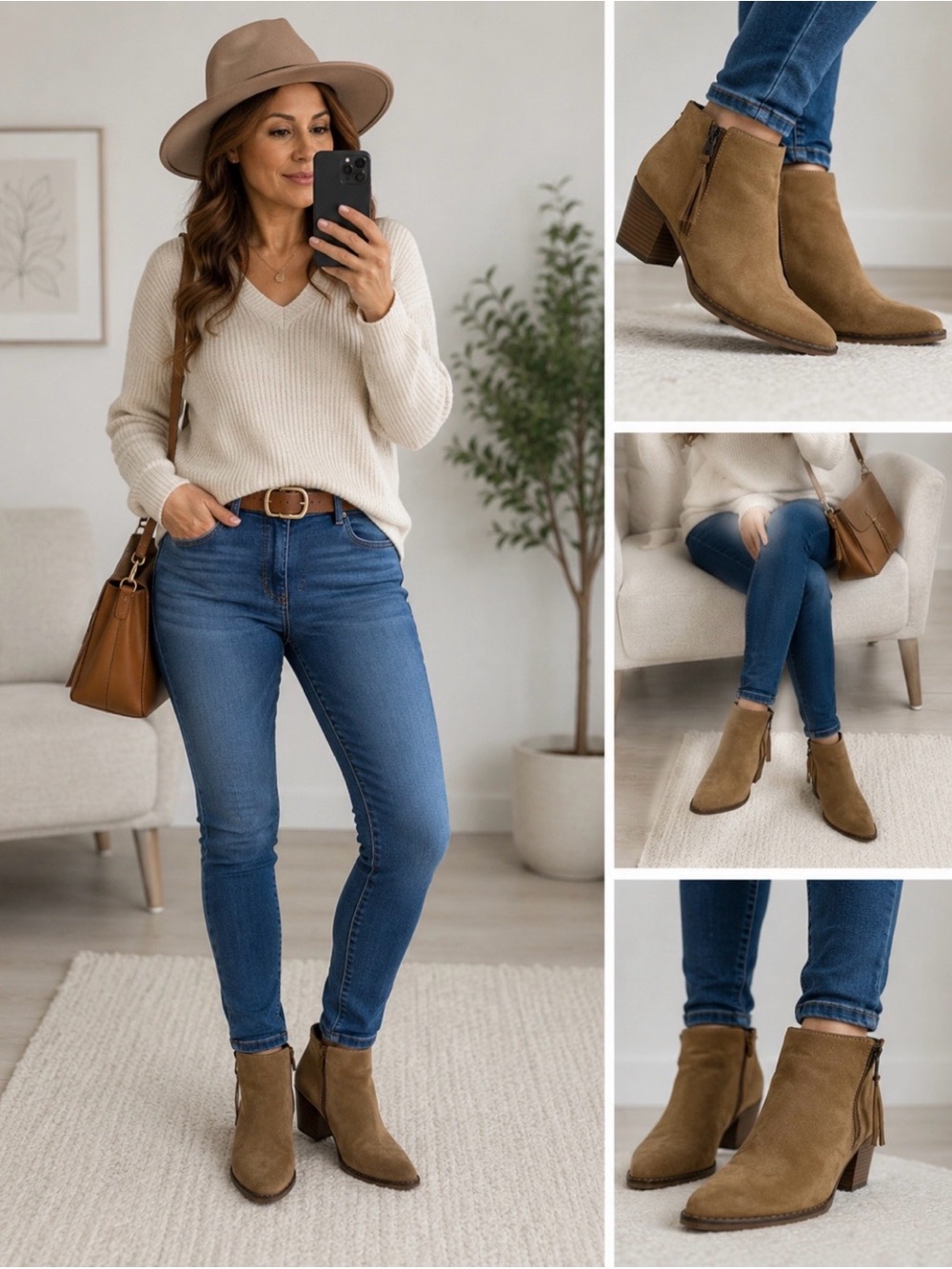 ARTISAN genuine leather ankle boots in a beautiful tan color, size 8.